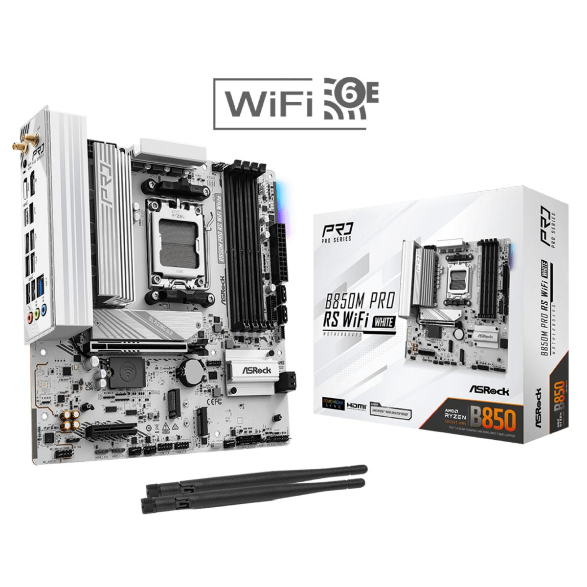 Motherboard Asrock B850m Pro Rs WiFi White Am5